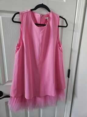 TCEC Hot Pink Sleeveless Tulle Hem Dress - Size Large